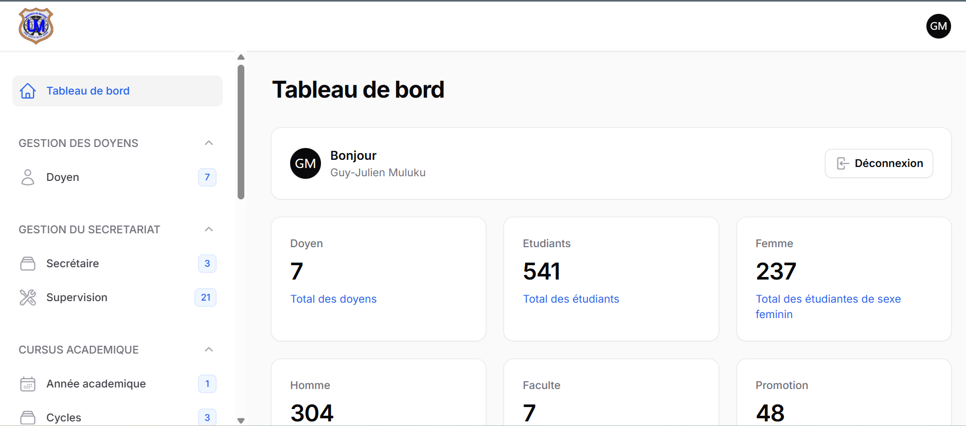 Aperçu de l'application - Université de Mazenod (resUdmaz)